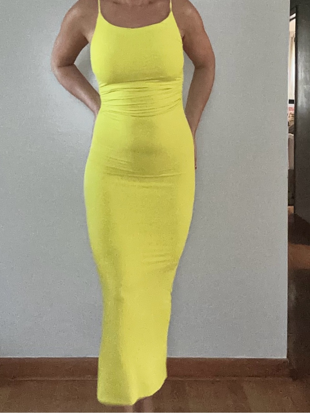 Zara Sleek Spaghetti-Strap Yellow Maxi Dress